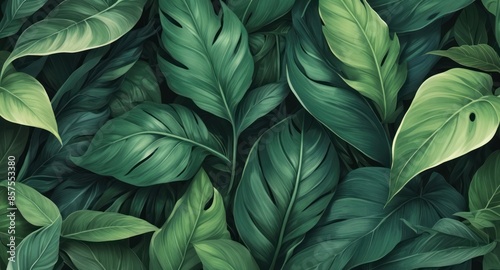 Wallpaper Mural Leaf background. Green leaf patern background Torontodigital.ca