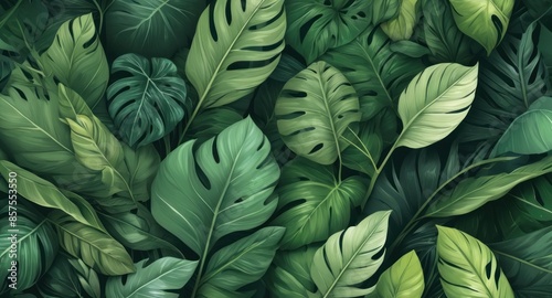 Wallpaper Mural Leaf background. Green leaf patern background Torontodigital.ca