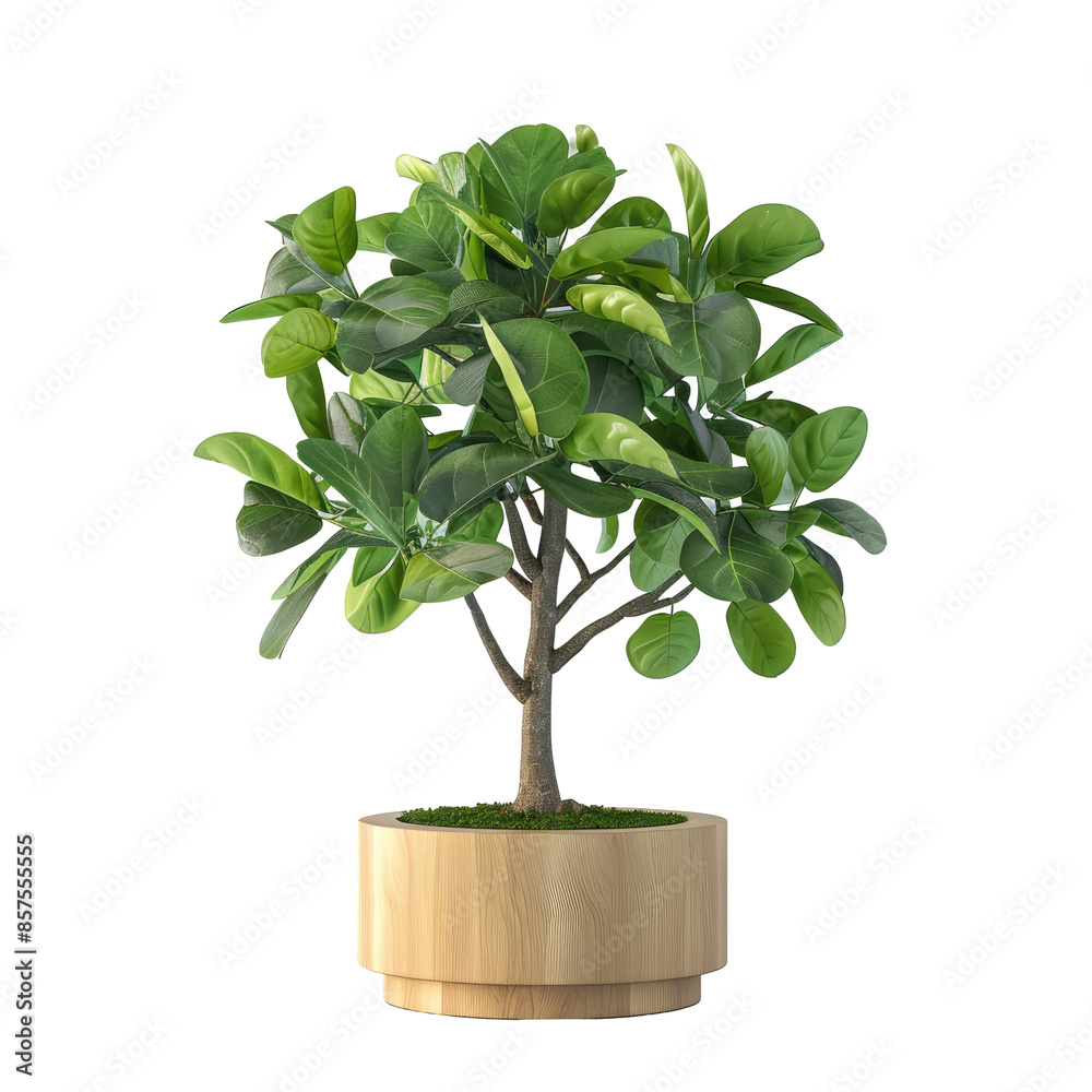 Large fig tree planted in a wooden container