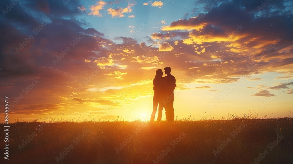 Fototapeta premium Silhouettes of Love at Sunset