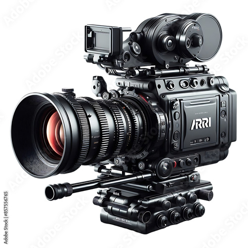 A digital professional movie camera isolated on transparent background