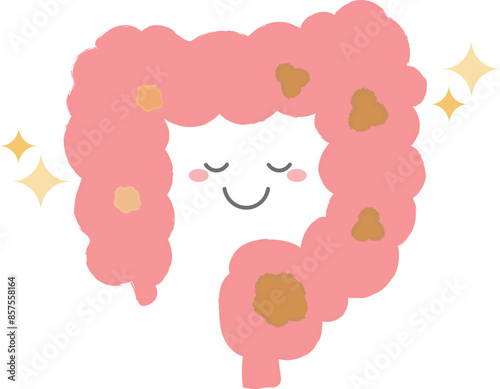 腸内環境がいい腸のイラスト　手書き風キャラクター