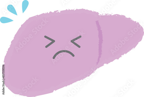 不健康な肝臓　手書き風のキャラクター