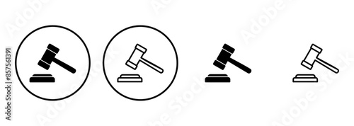 Gavel icon set. judge gavel icon vector. law icon vector. auction hammer
