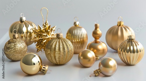 Christmas tree ornaments in gold