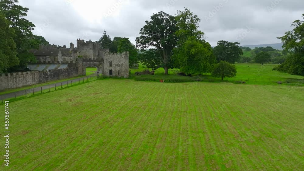 Featherstone Castle from a drone, River South Tyne, Haltwhistle, Northumberland, England Featherstone Castle from a drone, River South Tyne, Haltwhistle, Northumberland, England