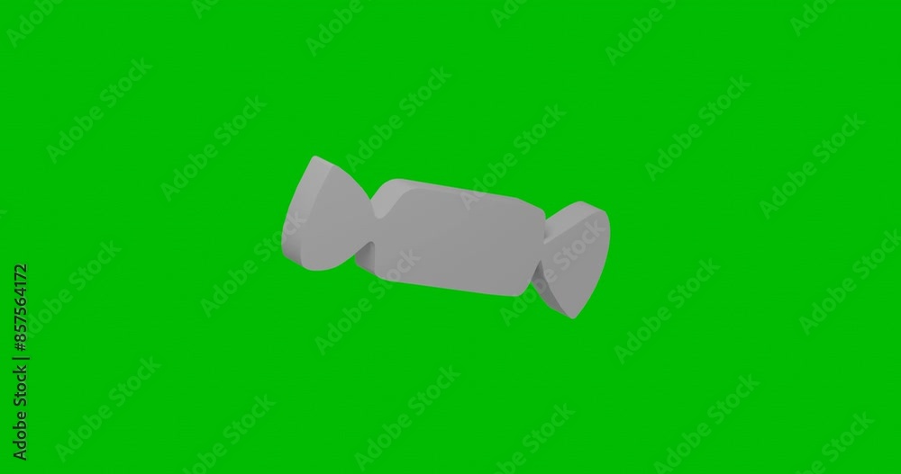 Animation of rotation of a white candy symbol with shadow. Simple and complex rotation. Seamless looped 4k animation on green chroma key background