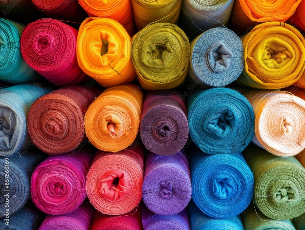 Brightly-hued fabric rolls for sewing and cross-stitching projects. Brightly-hued fabric rolls for sewing and cross-stitching projects.