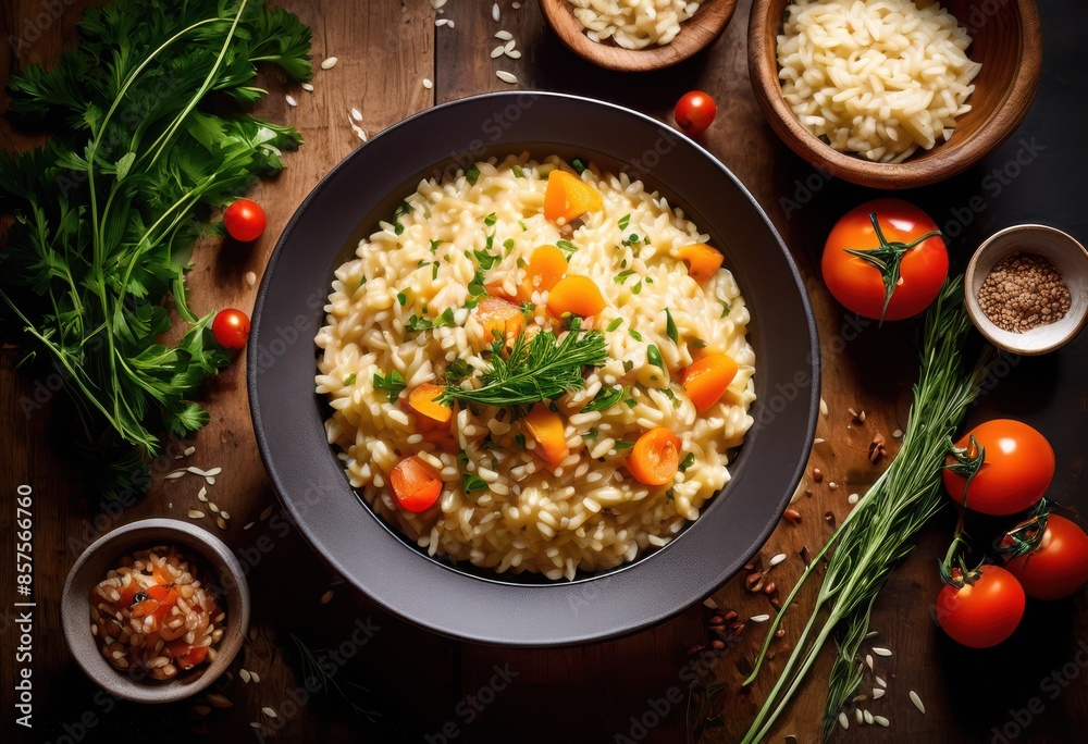 creamy risotto bowl garnish rustic table, meal, lunch, dinner, italian, cuisine, gourmet, dish, homemade, cooking, rice, savory, tasty, culinary, recipe creamy risotto bowl garnish rustic table, meal, lunch, dinner, italian, cuisine, gourmet, dish, homemade, cooking, rice, savory, tasty, culinary, recipe