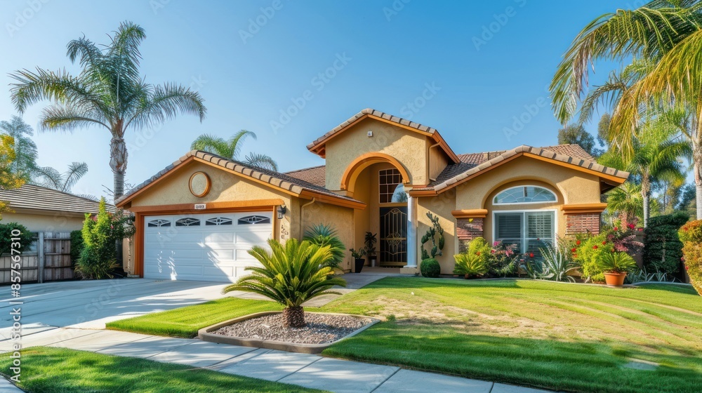 Mediterranean Style House with Palm Trees Mediterranean Style House with Palm Trees