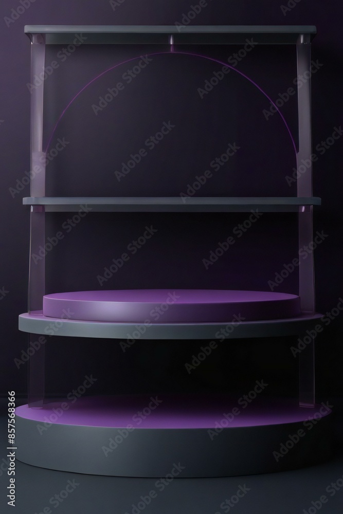 empty shelf for exhibit in the dark