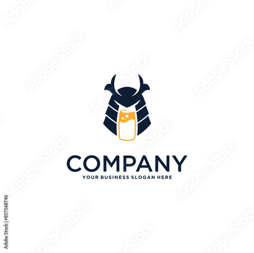 samurai logo design with drink