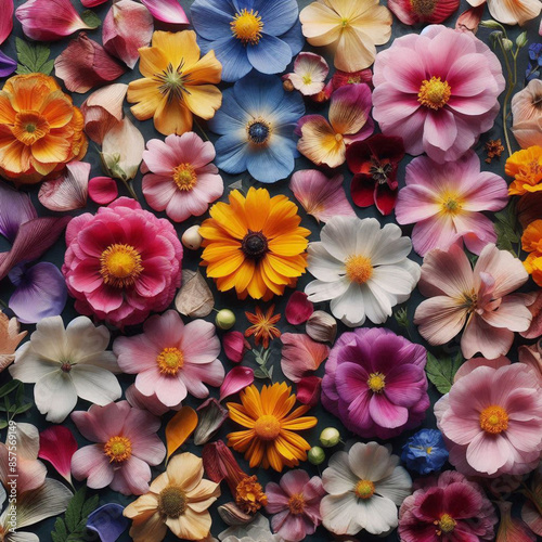 a collection of petals from various kinds of colorful flowers