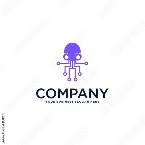 octopus logo design with technology