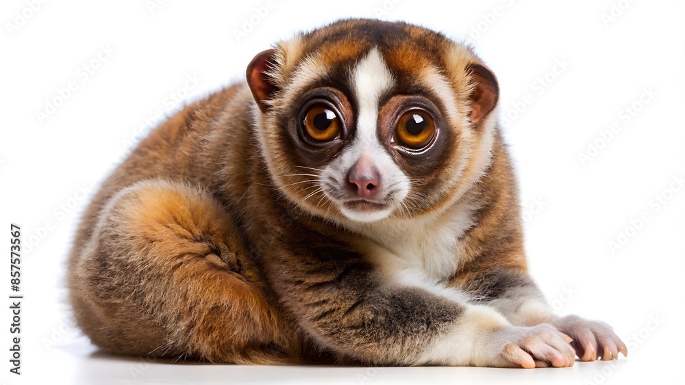 Obraz premium Portrait Of A Cute And Curious Slow Loris, Staring At The Camera With Big Round Eyes.