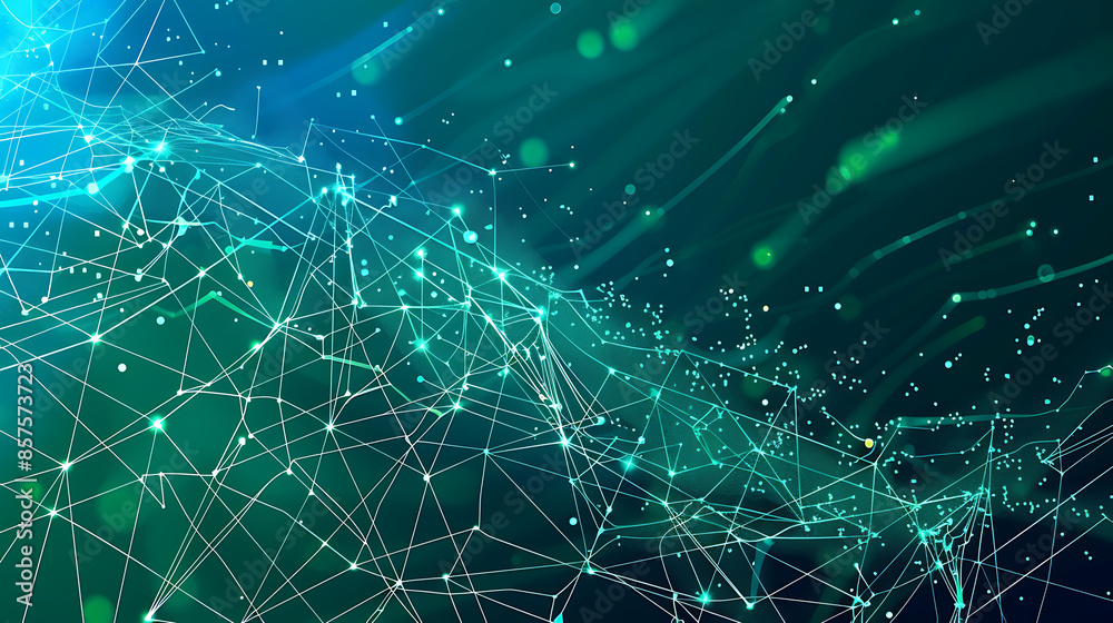 Quantum Web: Abstract Blue and Green Digital Network Background Quantum Web: Abstract Blue and Green Digital Network Background