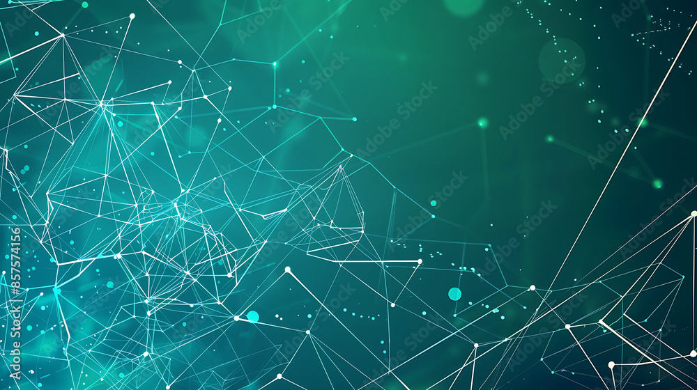 Fototapeta premium Techno Web: Abstract Blue and Green Technology Network Background