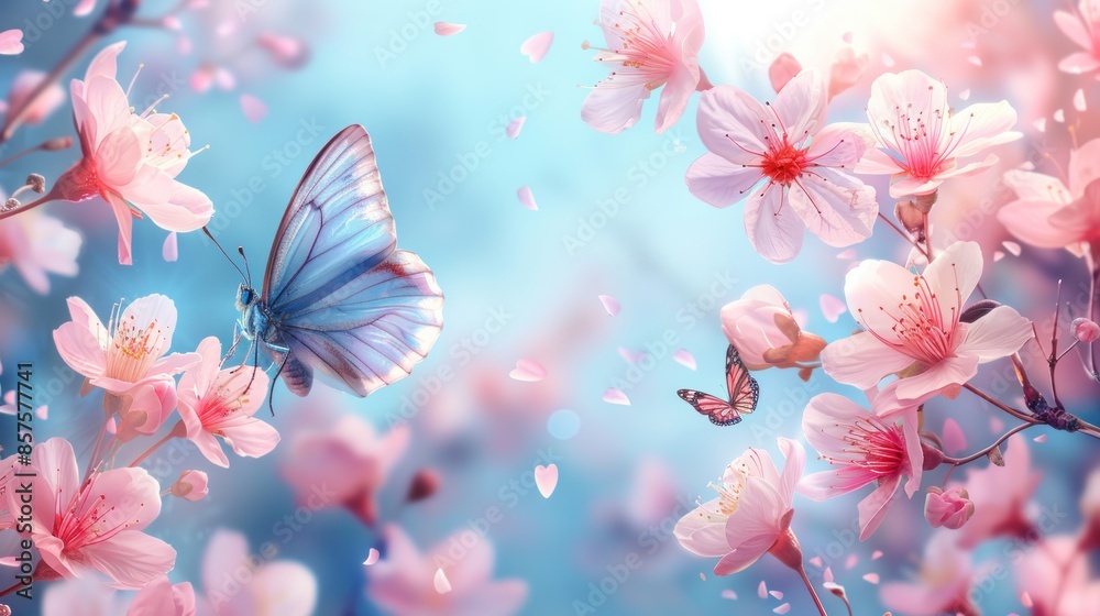 Delicate Butterflies Dancing Among Cherry Blossoms Delicate Butterflies Dancing Among Cherry Blossoms