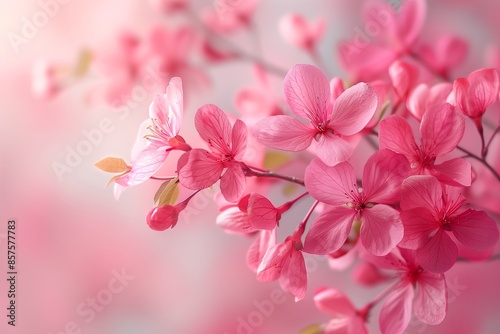 Delicate Pink Cherry Blossoms Blooming in Spring