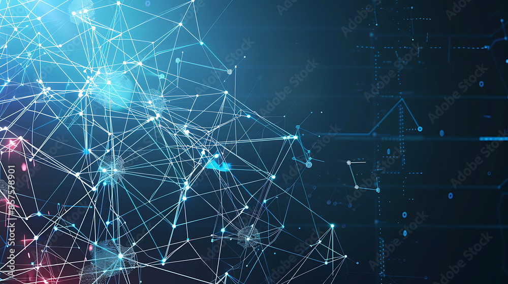 Obraz premium Tech Tapestry: Abstract Blue Digital Network Background