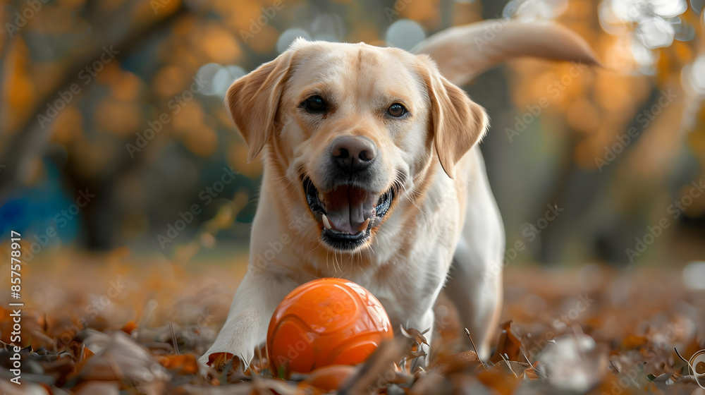 A Labrador Retriever playing with a ball A Labrador Retriever playing with a ball