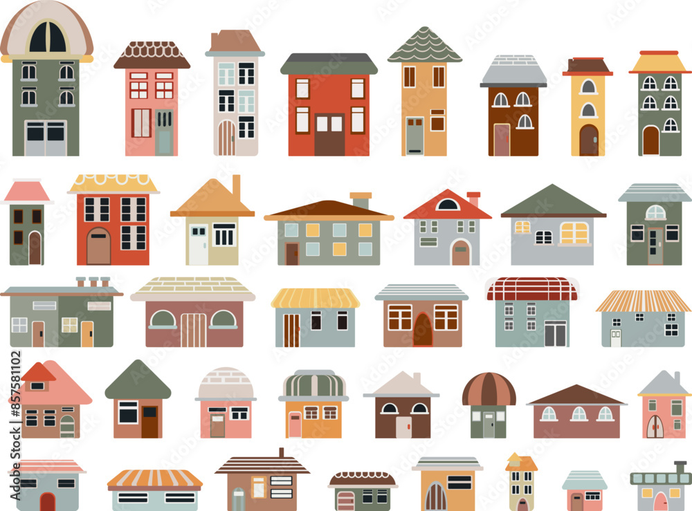 Variety of House Illustration Collection Variety of House Illustration Collection