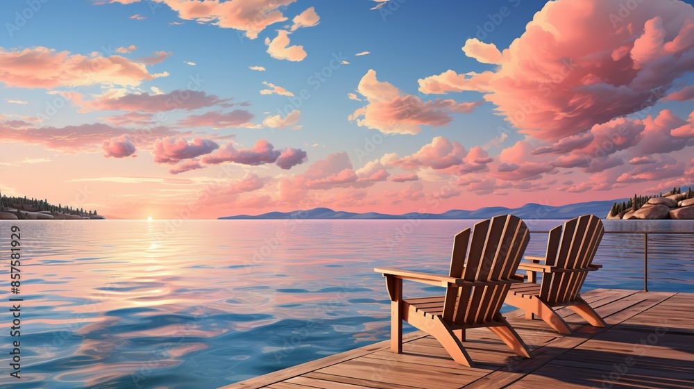 A tranquil beach scene at sunrise, with the sky painted in warm colors and the gentle waves reflecting the light as they wash onto the shore. Illustration, Minimalism, A tranquil beach scene at sunrise, with the sky painted in warm colors and the gentle waves reflecting the light as they wash onto the shore. Illustration, Minimalism,