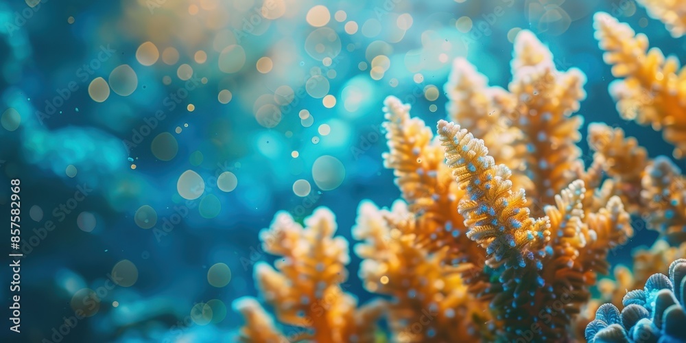 Ocean Saltwater Corals with a blurred ocean or aquarium background Ocean Saltwater Corals with a blurred ocean or aquarium background