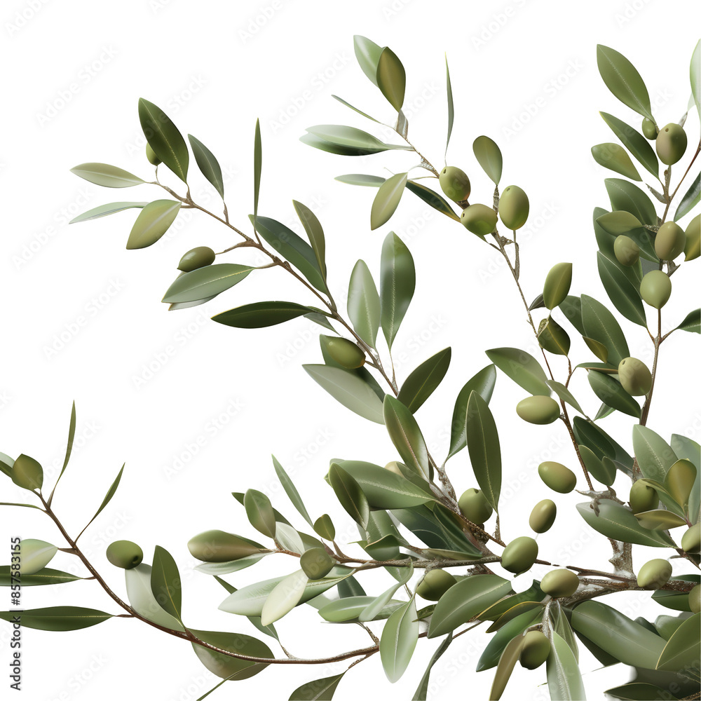Green olive branches images on a transparent background Green olive branches images on a transparent background