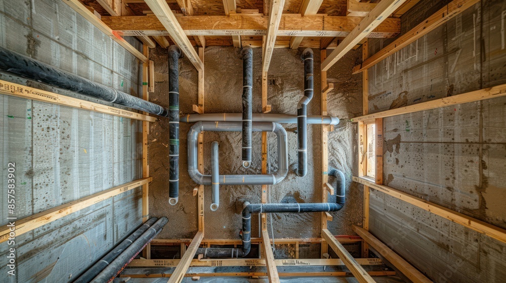 Construction of pipe network installation and sanitation in house construction Construction of pipe network installation and sanitation in house construction