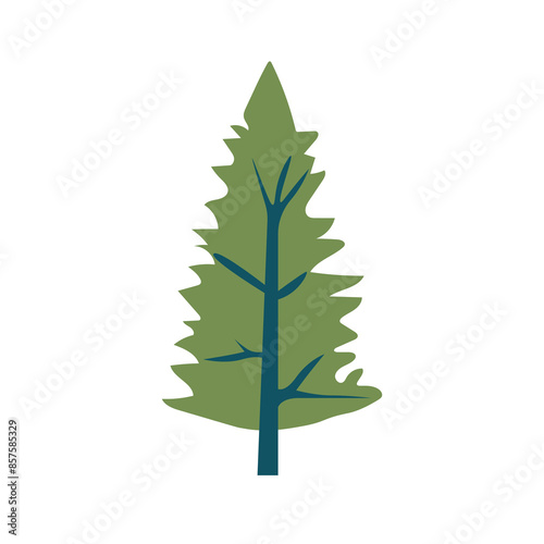 Cute spruce tree vector art, simple green pine tree vector illustration in cartoon style
