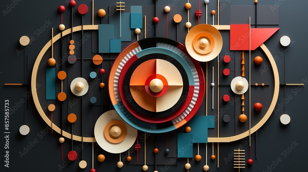 Obraz premium A paper artwork of a biotechnological instrument with geometric patterns, highlighting the tools used in scientific research and innovation. Illustration, Minimalism,