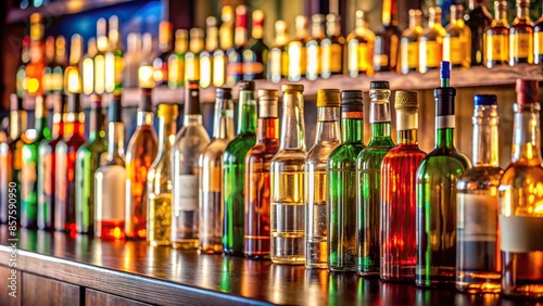 Rows of bottles in a bar with various labels , bar, alcohol, bottles, pub, display, beverage, interior, variety, selection