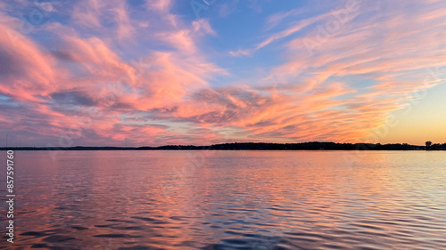 Colorful Cloudscape Sunset over Lake Mendota on the Boat