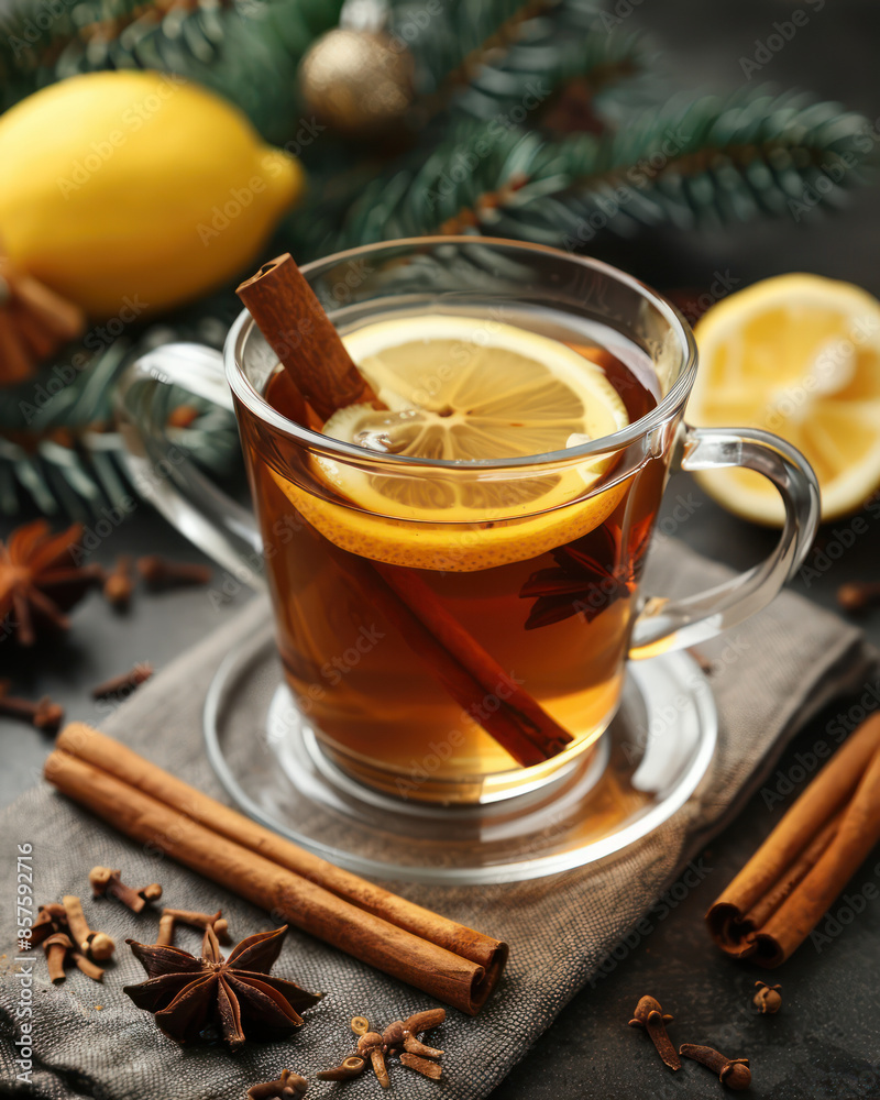 Warm Winter Spiced Tea with Lemon and Cinnamon Sticks Perfect Drink for Chilly Evenings Aromatic Herbal Beverage Comforting and Invigorating Ideal for Cold Weather Relaxation Warm Winter Spiced Tea with Lemon and Cinnamon Sticks Perfect Drink for Chilly Evenings Aromatic Herbal Beverage Comforting and Invigorating Ideal for Cold Weather Relaxation