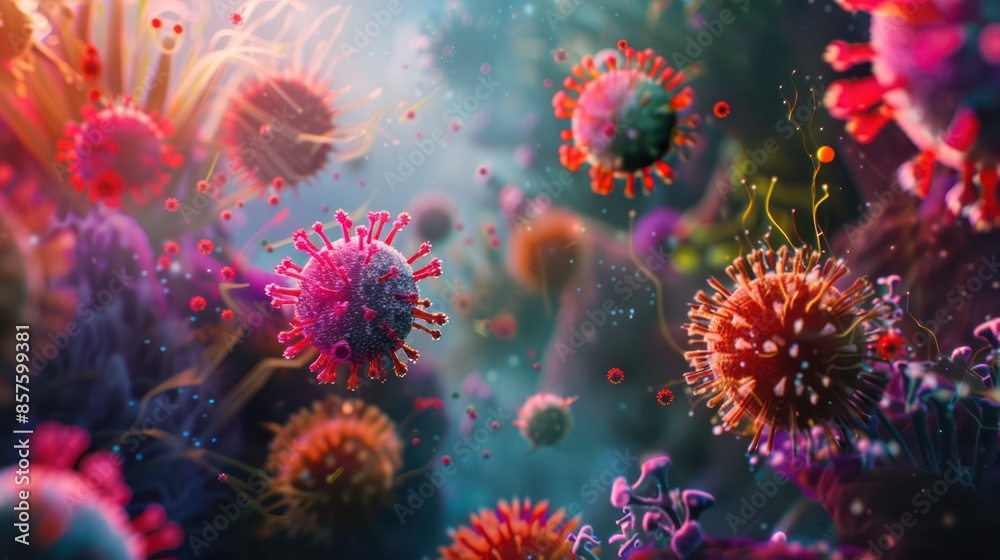 Microscope virus close up. 3d rendering. Microscope virus close up. 3d rendering.
