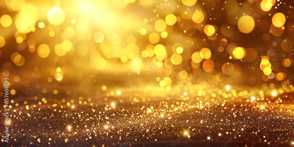A dazzling background with golden glittering sparkles, ideal for celebrations. This shiny bokeh art signifies brilliance and festivity, giving an ambient and elegant touch to events A dazzling background with golden glittering sparkles, ideal for celebrations. This shiny bokeh art signifies brilliance and festivity, giving an ambient and elegant touch to events