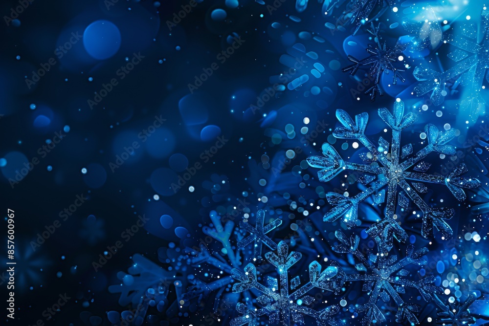 Experience the enchanting winter vibes with a beautiful blue snowflake background, perfect for festive occasions. Let the icy setting craft a peaceful ambiance for your celebrations