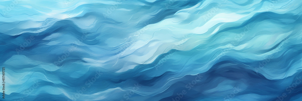 Abstract Ocean Waves in Shades of Blue Flowing Seamlessly Abstract Ocean Waves in Shades of Blue Flowing Seamlessly