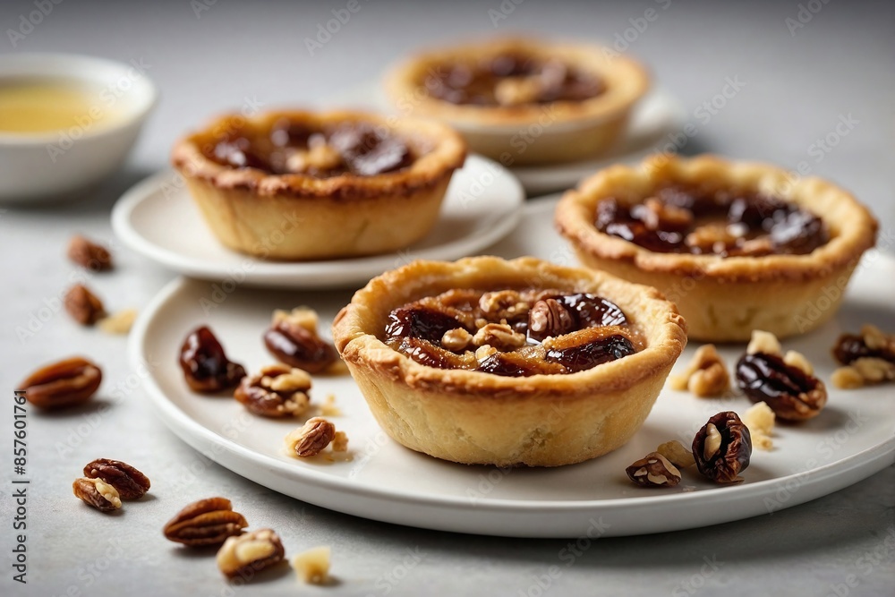 Canadian Cuisine Butter Tarts: an overhead view of a minimalist butter tarts presentation. Canadian Cuisine Butter Tarts: an overhead view of a minimalist butter tarts presentation.