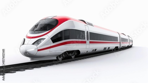 Highspeed train, advanced transportation, 3D realistic, isolated on white background