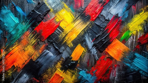 Abstract rough black art painting texture with bold, dynamic brushstroke , abstract, rough, black, art, painting, texture