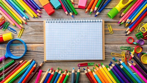 Back to school concept with colorful school supplies supporting the journey of education , education, school supplies