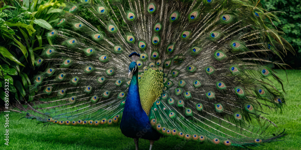 Obraz premium Majestic Peacock in Garden