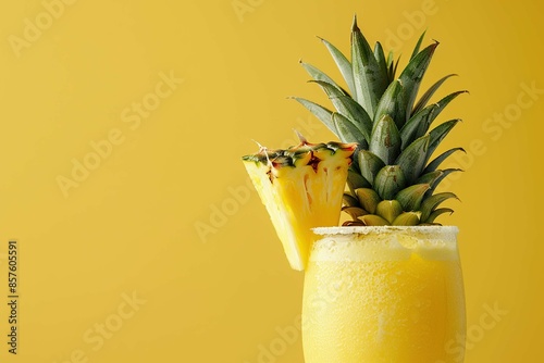 pineapple slice with pina colada glass  photo