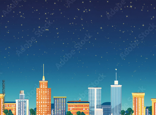 Star-filled sky above the city at night