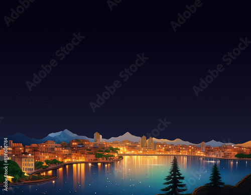 Starless night sky over the city at night