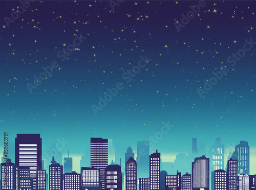 Star-filled sky above the city at night