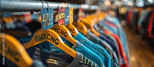 Colorful Clothing Hanging on Wooden Hangers in a Retail Store © Bolustck