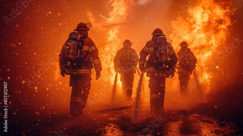 Firefighters Battling a Fiery Blaze © Dzikir
